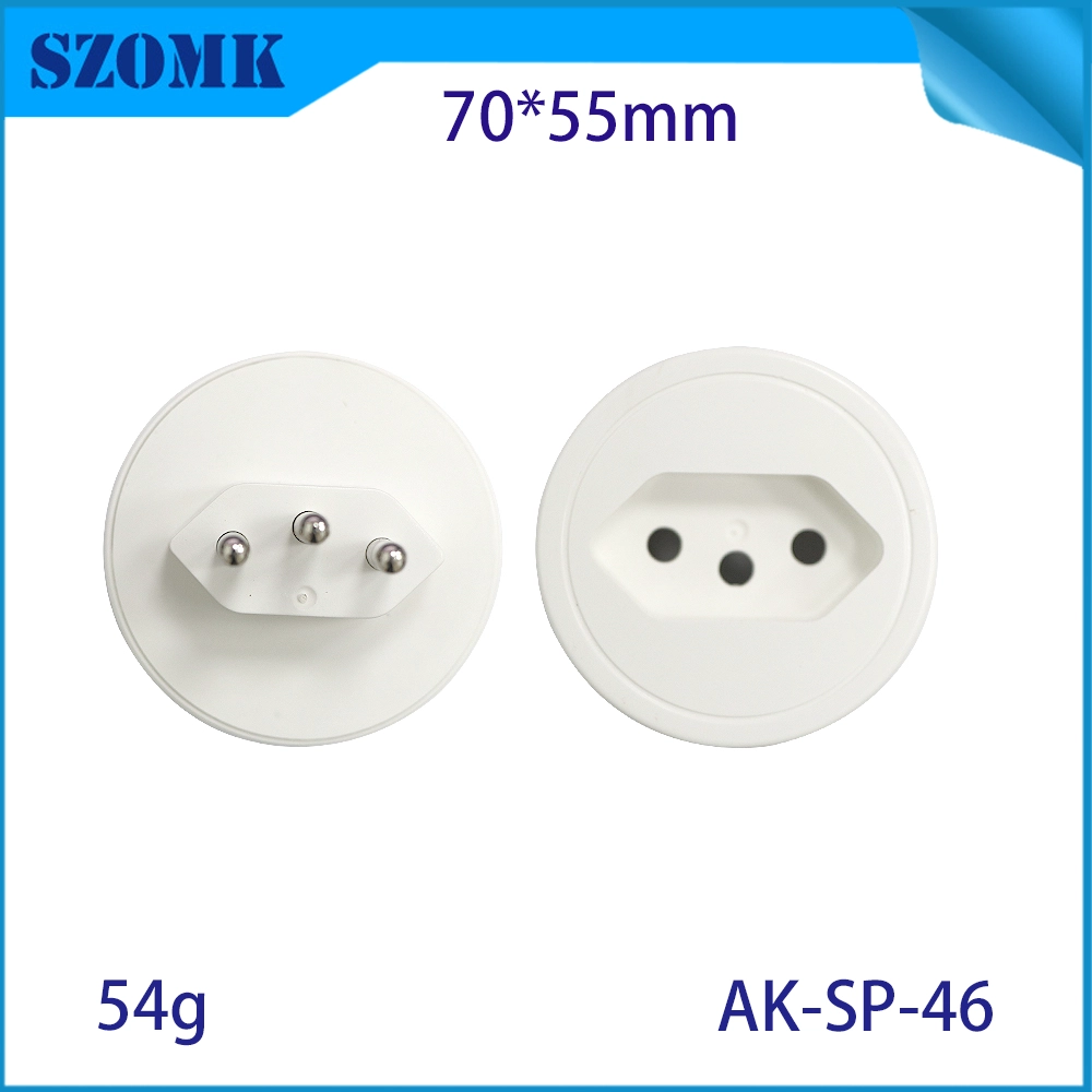 AK-SP-46 Braziliaanse standaard Round Round Smart Socket Housing Extension Cord Lege plug-behuizing 70*55 mm