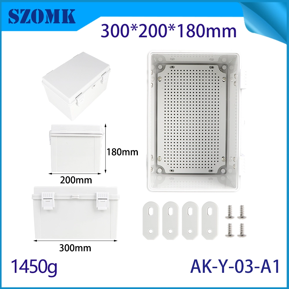مربع توزيع العلبة البلاستيكية المخصصة AK-Y-03A1 مع غطاء 300 × 200X180MM