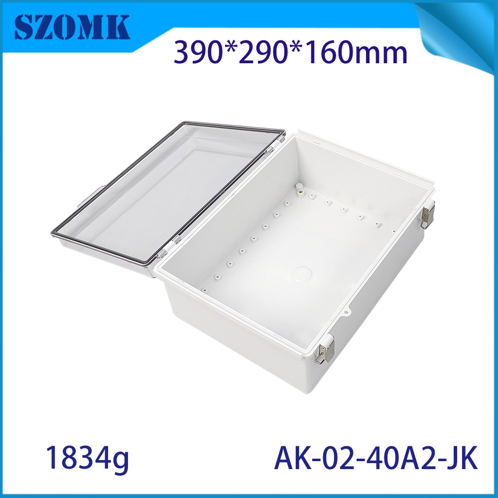 AK-02-40A2-JK Electrical Boxes Hinged Shell Outdoor Universal Project Enclosure PC Clear Cover Enclosure Box 390X290X160MM