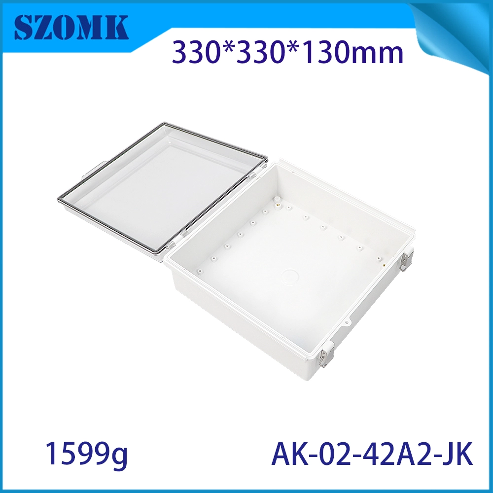 AK-02-42A2-JK Gray Transparent Cover PC Electrical Junction Box IP67 Waterproof ABS Plastic Power Outdoor Enclosure 330X330X130MM