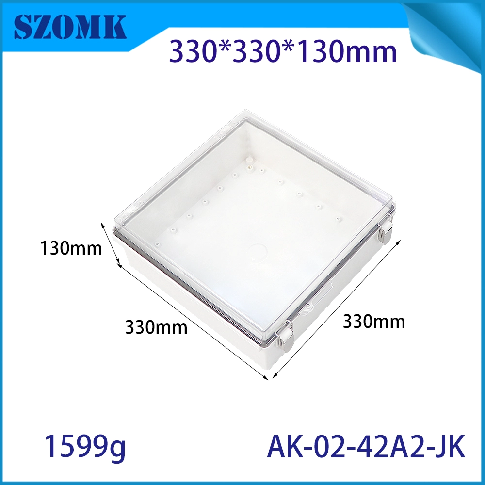 AK-02-42A2-JK Gray Transparent Cover PC Electrical Junction Box IP67 Waterproof ABS Plastic Power Outdoor Enclosure 330X330X130MM