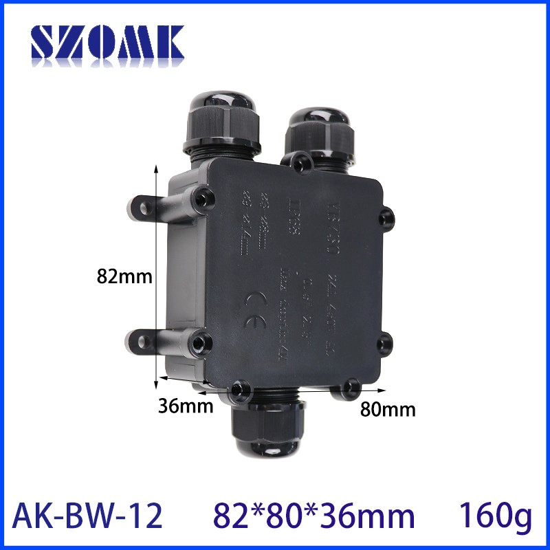 82*80*36MM AK-BW-12 Outdoor Cable Connector 3P 24A 450V Extension Cord Waterproof Wire Connector Ip68 for LED