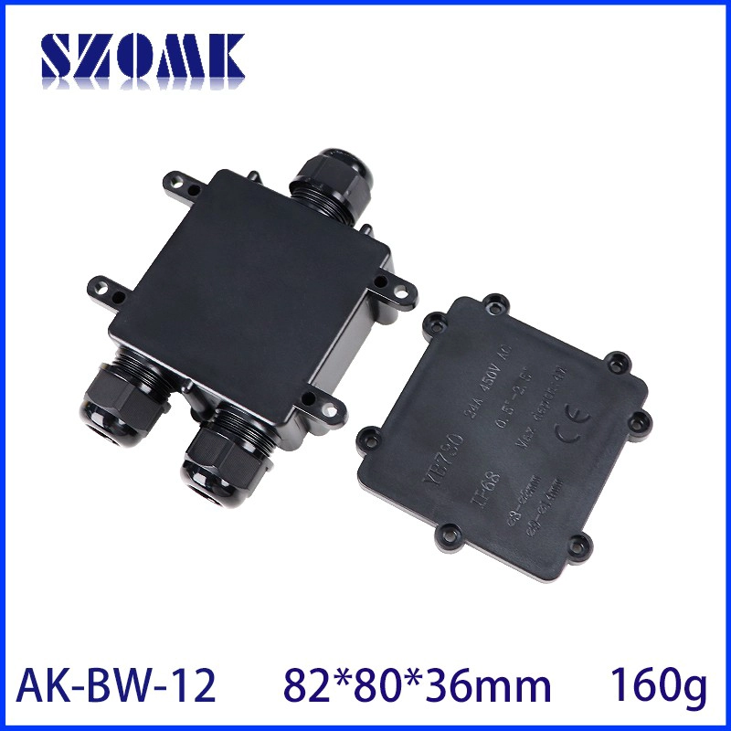 82*80*36MM AK-BW-12 Outdoor Cable Connector 3P 24A 450V Extension Cord Waterproof Wire Connector Ip68 for LED