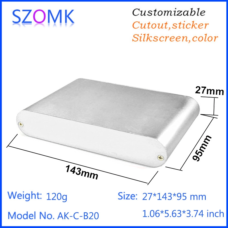 Factory manufacture Extruded Aluminum housing electronic box for PCB AK-C-B20 27*95*143mm