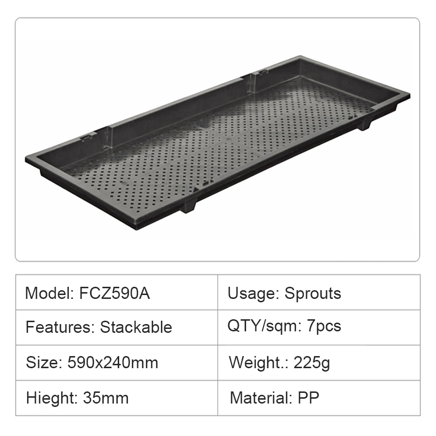 Plateaux de germination hydroponiques Microgreen à fond en maille en plastique PP empilables commerciaux à vendre