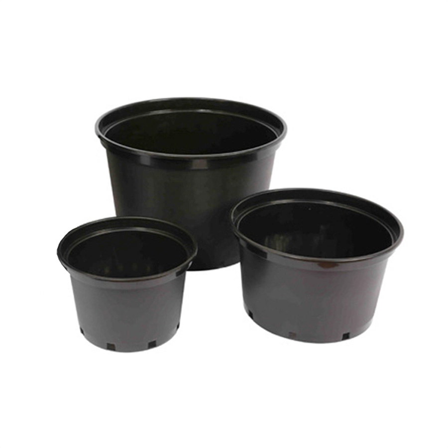 20cm 25cm 30cm 50cm Dia Round Plastic Big Gallon Black Plant Pots for Outdoor Plants Wholesale