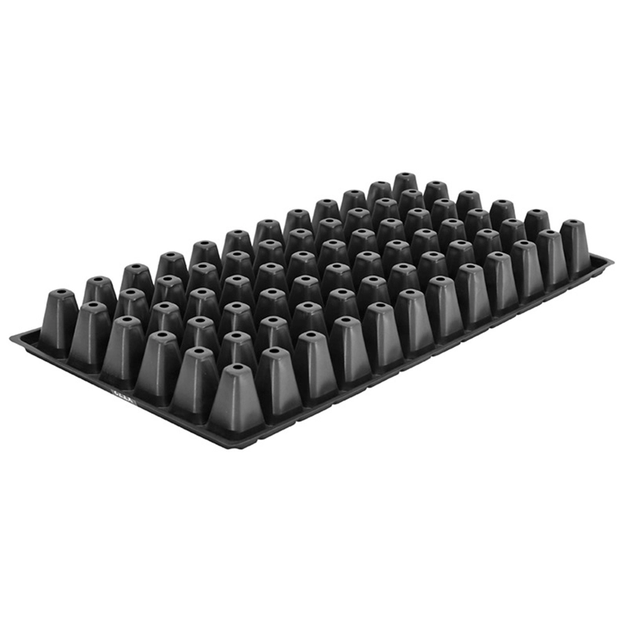 Günstige schwarze, robuste, große, tiefe Polystyrol-Kunststoff-Samenschale mit 72 Zellen für Waldbaumsetzlinge