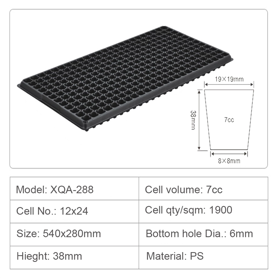 50 72 104 105 128 200 288 Holes Black Plastic Agricultural Sprouter Growing Seed Starter Tray For Sale