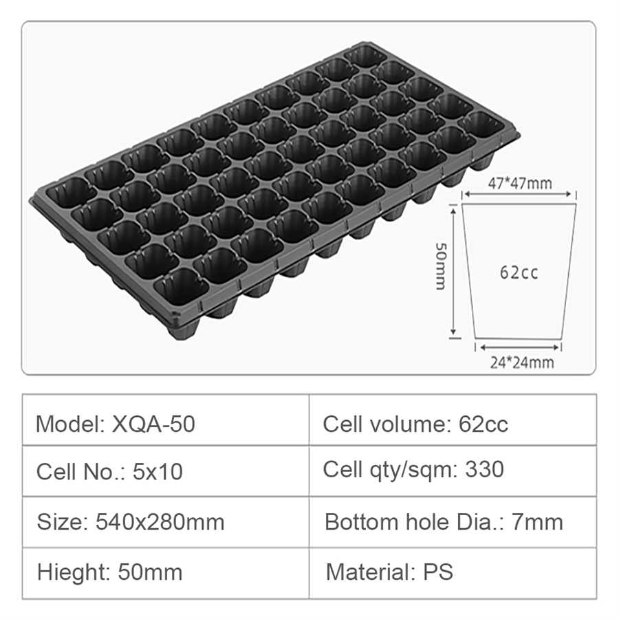 50 72 104 105 128 200 288 Holes Black Plastic Agricultural Sprouter Growing Seed Starter Tray For Sale