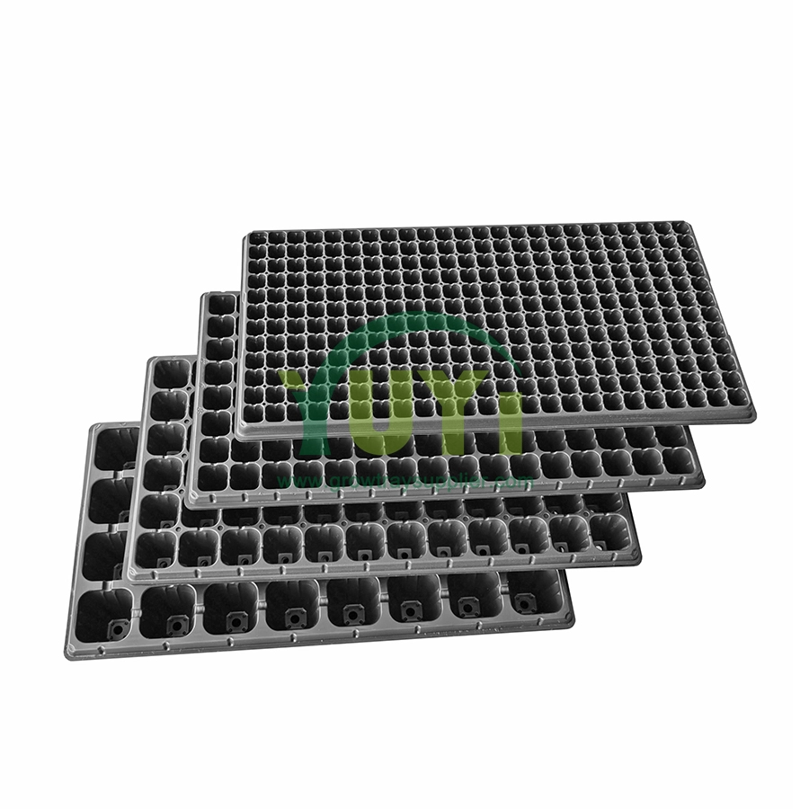 Bon marché 50 72 104 105 128 200 cellules bouchon en plastique polystyrène noir graine démarrage grandir plateau de Germination
