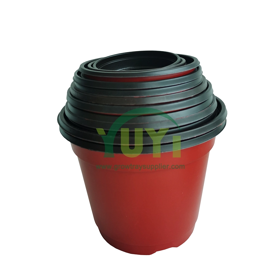 Bon marché 4 5 6 7 pouces rouge blanc noir jardin extérieur pépinière plantation Pots de fleurs en plastique Double couleur