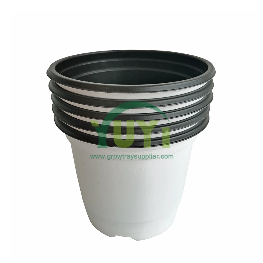 Bon marché 4 5 6 7 pouces rouge blanc noir jardin extérieur pépinière plantation Pots de fleurs en plastique Double couleur