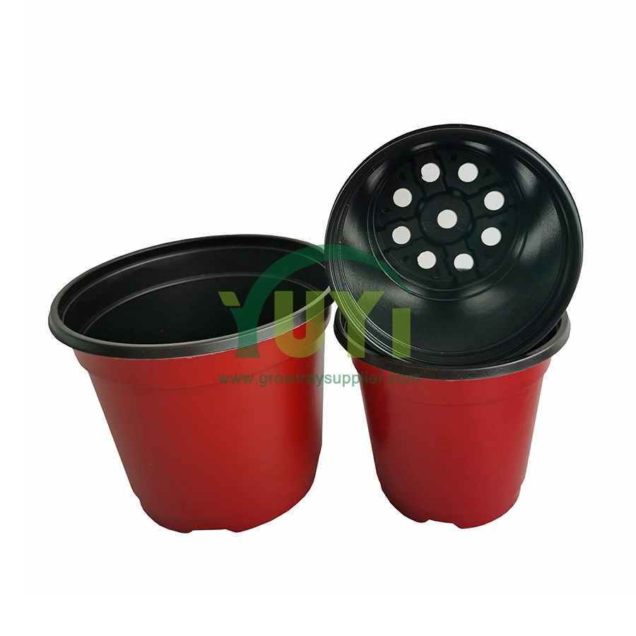 Bon marché 4 5 6 7 pouces rouge blanc noir jardin extérieur pépinière plantation Pots de fleurs en plastique Double couleur