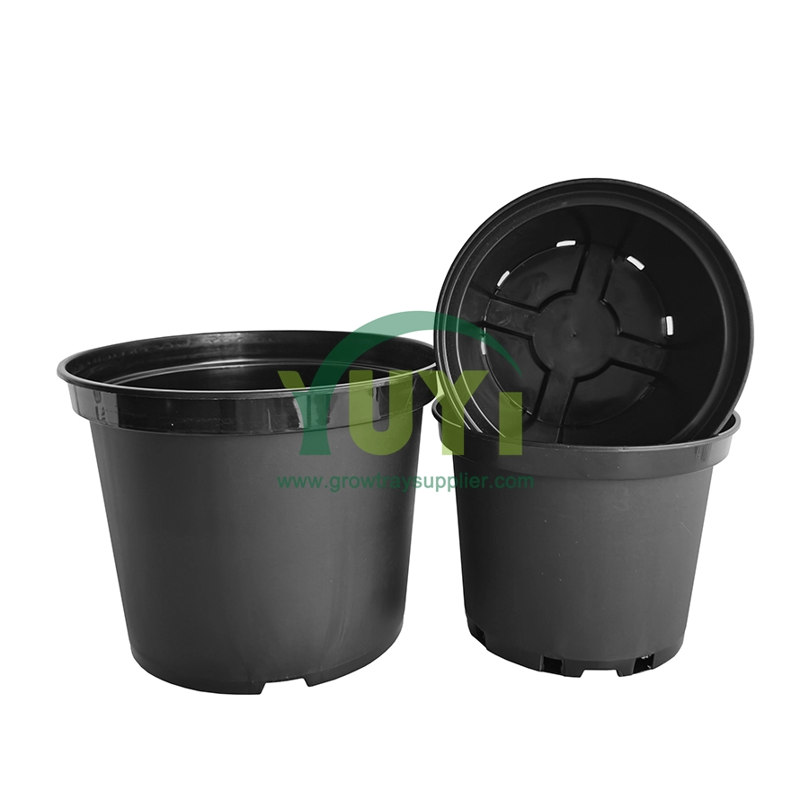 Pépinière de serre chaude faite sur commande d'injection grande extérieure 1 3 pots de plante de fleur en plastique noirs de 5 gallons