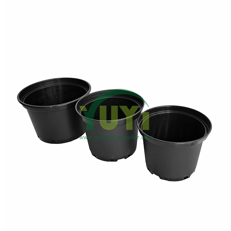 Pépinière de serre chaude faite sur commande d'injection grande extérieure 1 3 pots de plante de fleur en plastique noirs de 5 gallons