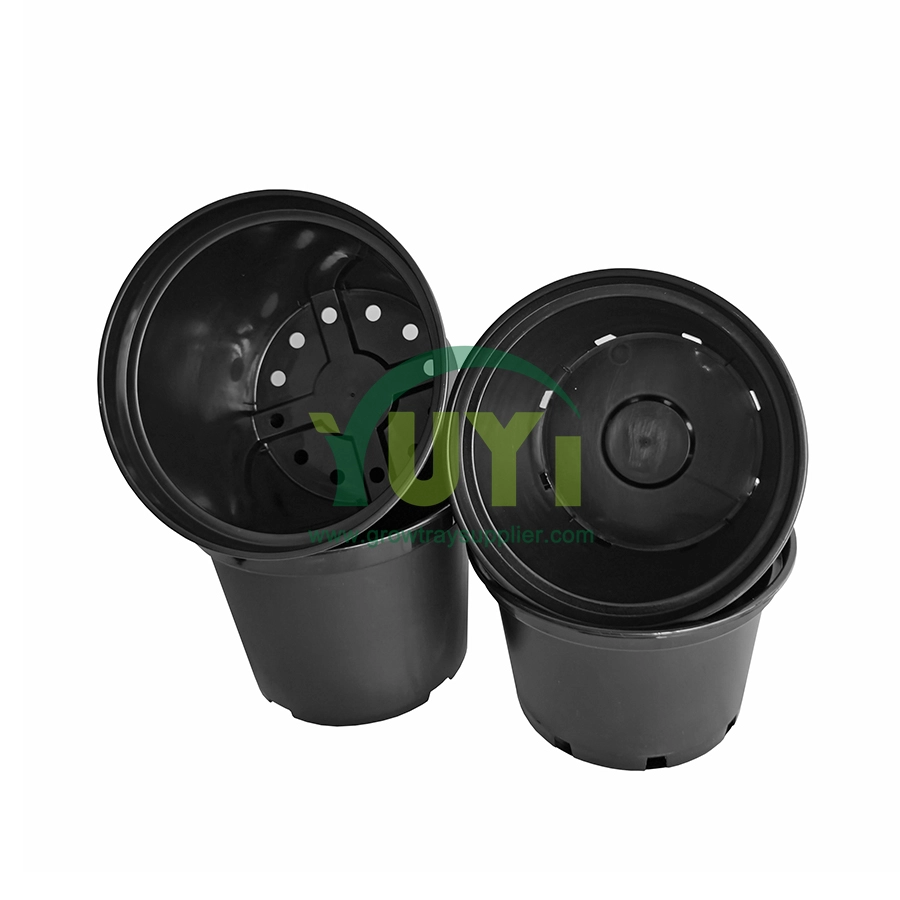 Pépinière de serre chaude faite sur commande d'injection grande extérieure 1 3 pots de plante de fleur en plastique noirs de 5 gallons