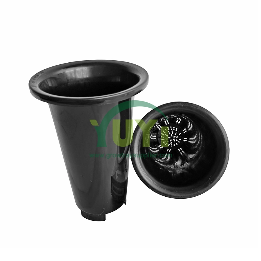 رخيصة 150mm - 225mm القطر الكبير جولة طويل القامة البلاستيك الأسود الحضانة نبات زهرة الأوركيد وعاء بالجملة