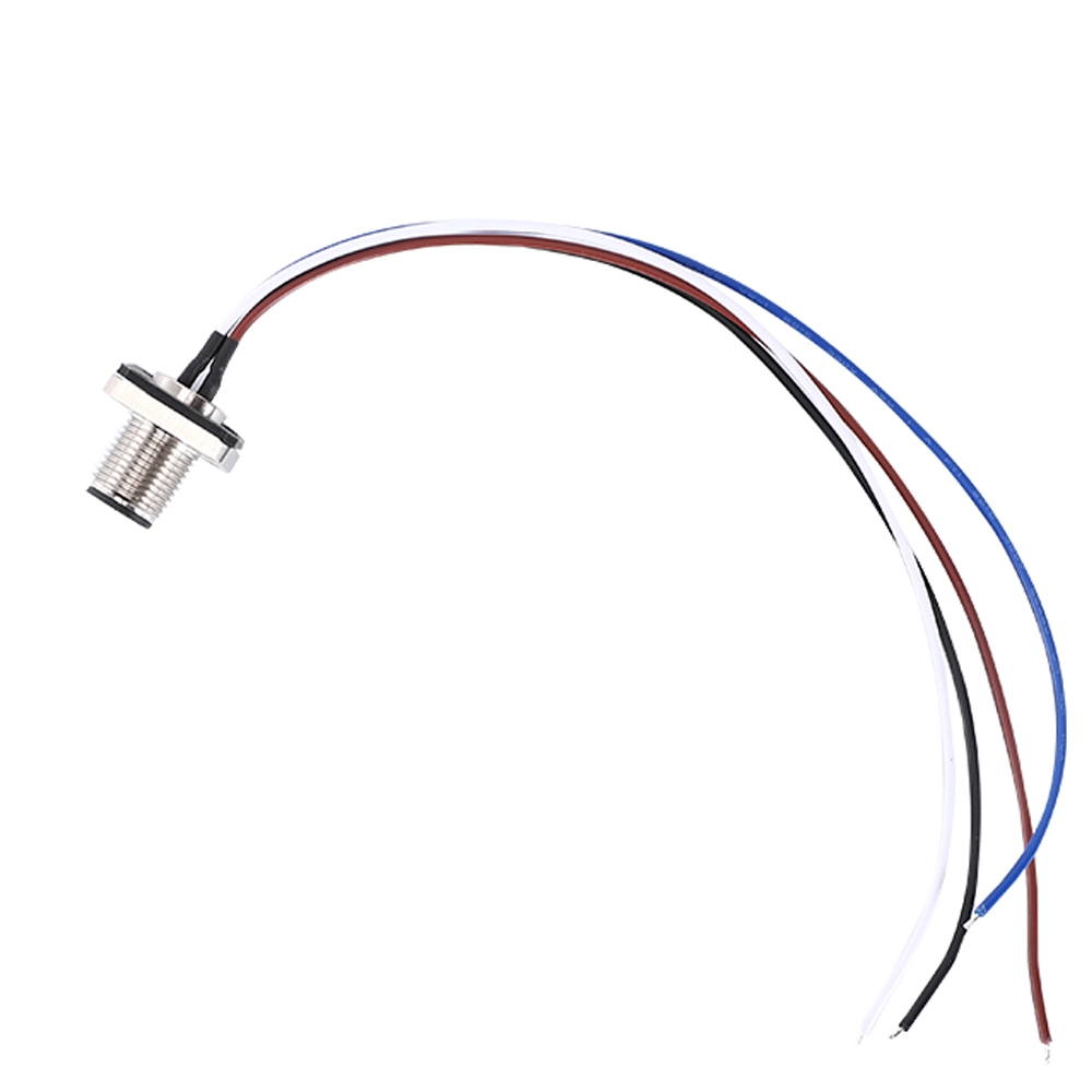 Connecteur carré mâle M12 à 4 broches pour montage sur panneau