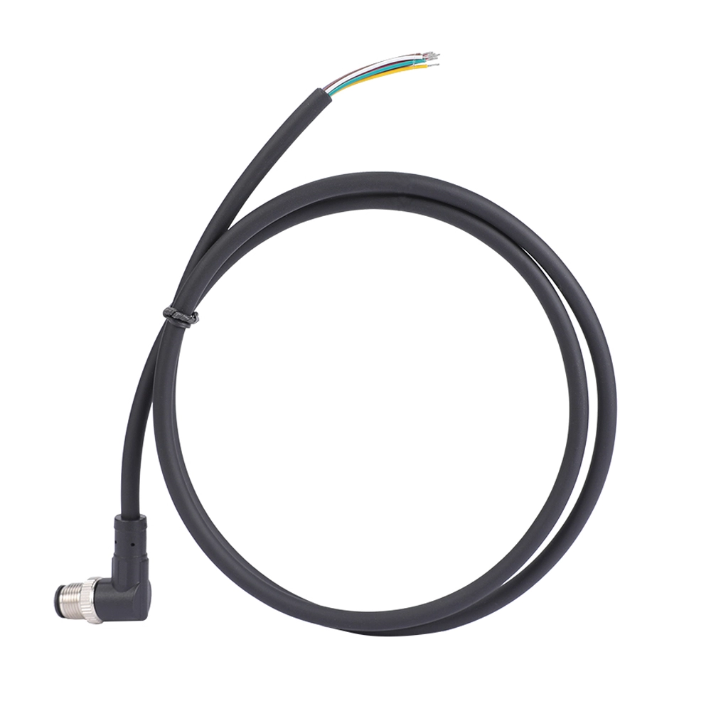 M12 8-poliger weiblicher rechtwinkliger Pigtail-Steckverbinder