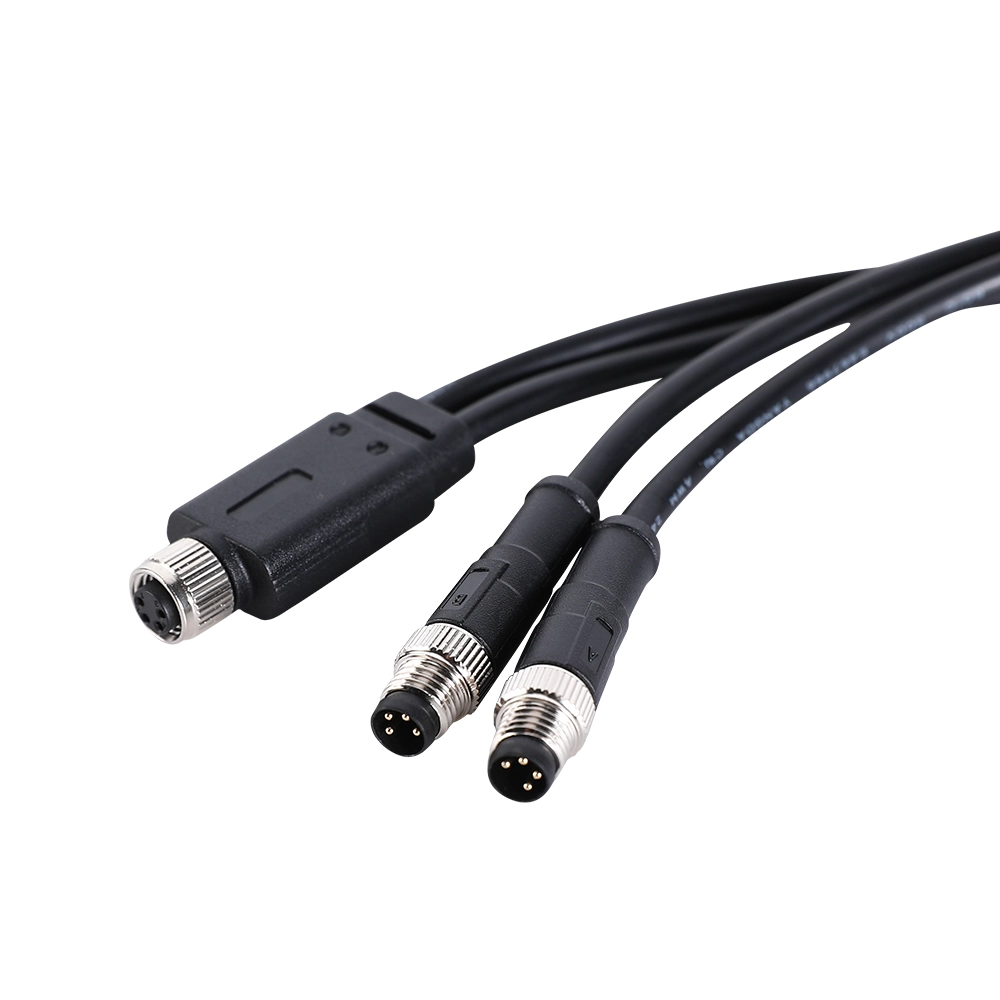 M8 4-pinowy żeński kabel z podwójną wtyczką męską