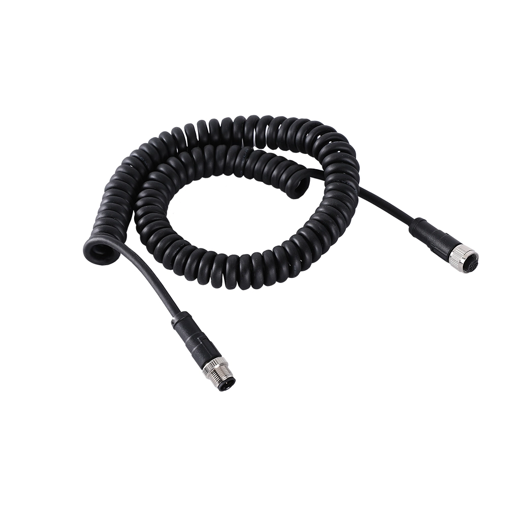 M12 4 5 Positionen männlich weiblich gerades Spiralkabel