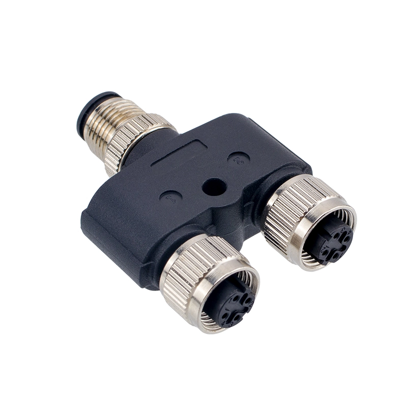 M12 4 pin male to dual female coupler connector