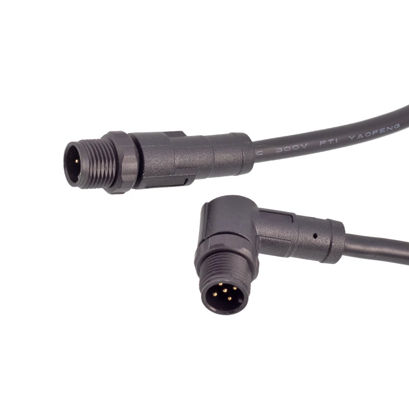 M12 3 4 5-pin 90 degree plastic threaded connector cable