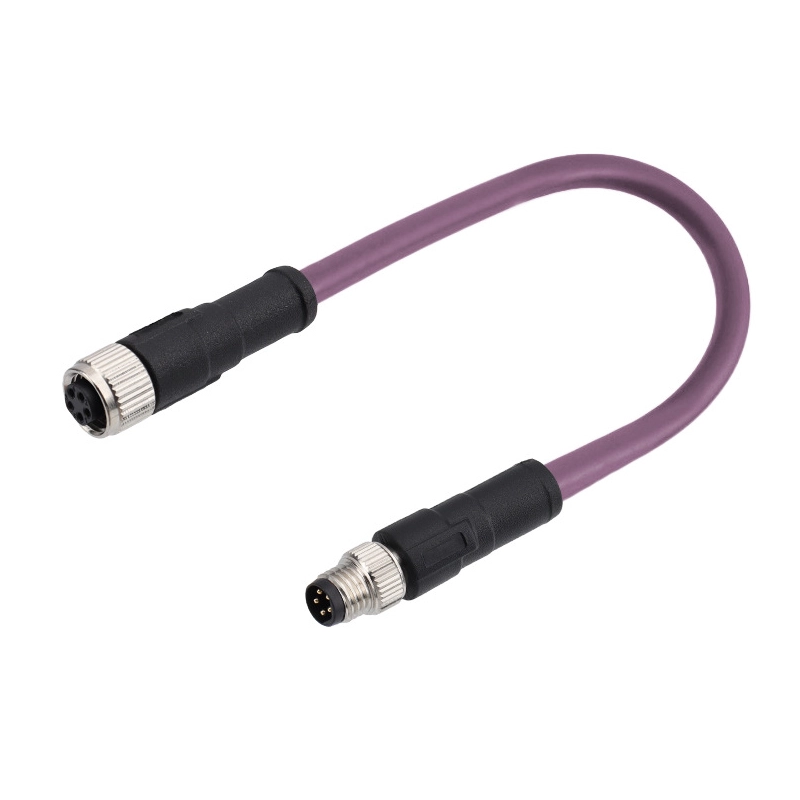 M8 5 pole female right angle to male cable