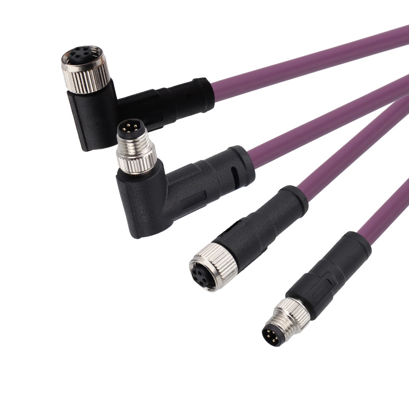 M8 5 pole female right angle to male cable