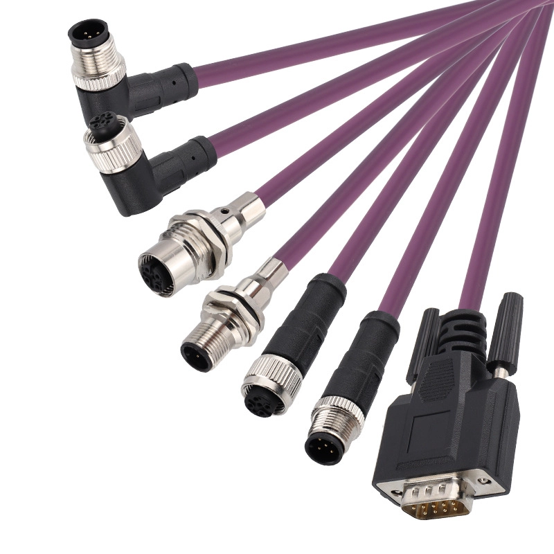 M12 5-polige Buchse, rechtwinklig auf D-SUB-Kabel