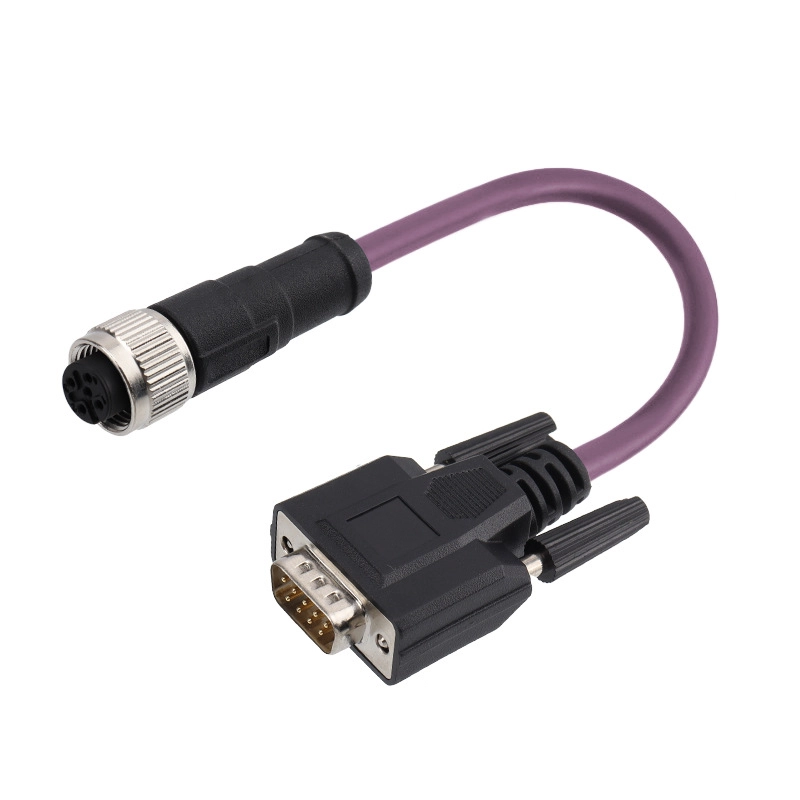 M12 straight or right angle to DB9 RS232 cable