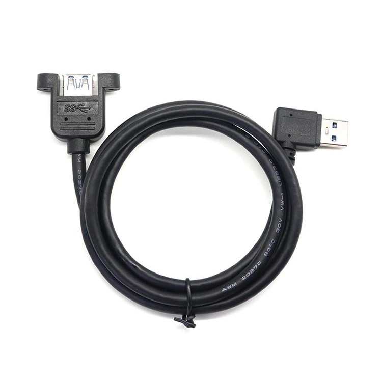 Cable de extensión de montaje en panel USB 3.0 macho en ángulo recto a USB