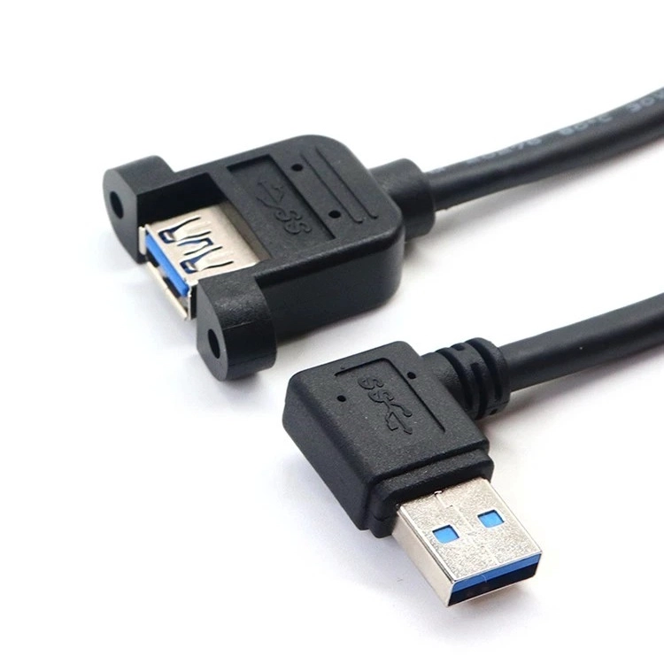 Cable de extensión de montaje en panel USB 3.0 macho en ángulo recto a USB
