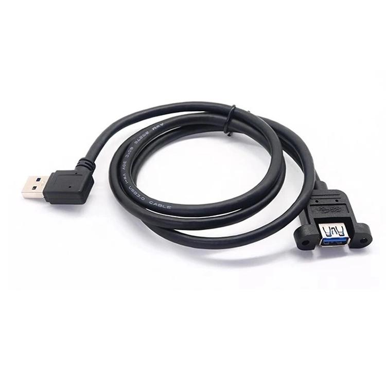 Cable de extensión de montaje en panel USB 3.0 macho en ángulo recto a USB