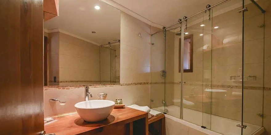 clear tempered glass shower door