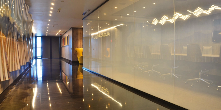 frosted glass privacy effect glass partition
