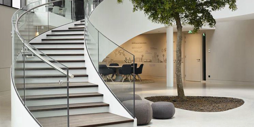 clear curved tempered glass stair balustrade wholesale