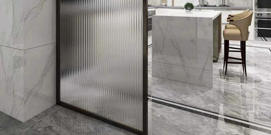 decorated pattern glass partition wall at home