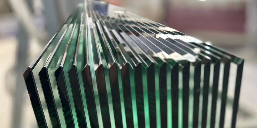45° bevel edge clear bathroom glass factory