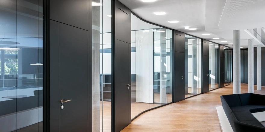 office clear tempered glass partition supplier