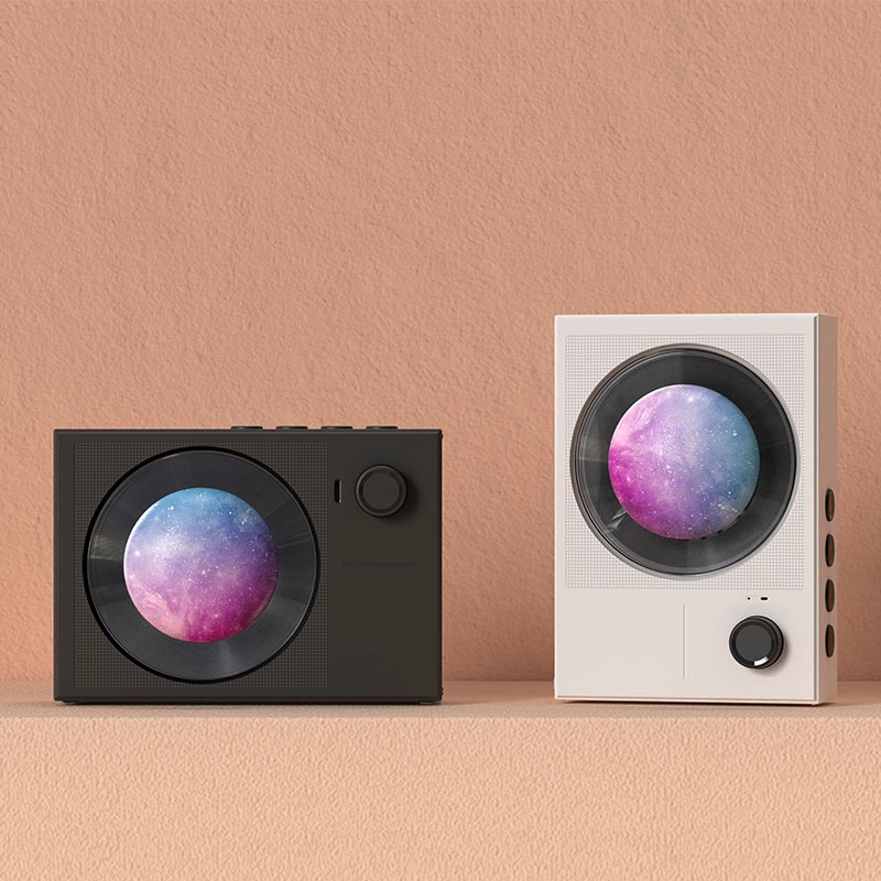 带有旋转光的蓝牙扬声器：宇宙音频体验