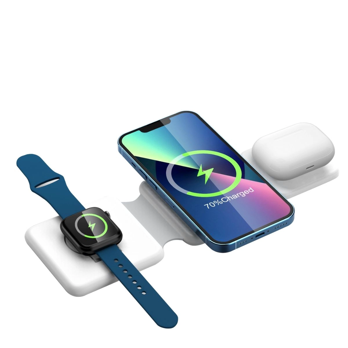 Caricatore wireless pieghevole 3in1 Stazione di ricarica wireless veloce personalizzazione tre in uno del caricabatterie wireless per gli airbuds dell'orologio Iphone
