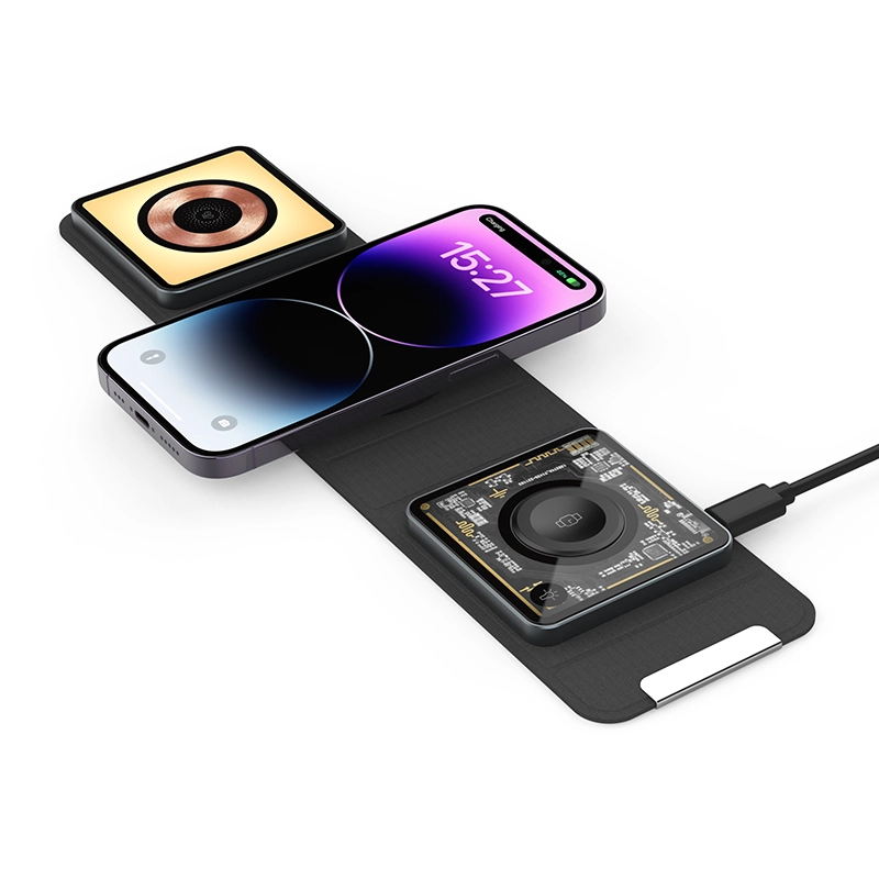 3 in 1 Magnetic transparent Wireless Charger For Iphone15 14 13 Pro Apple Watch9 8 7 6 5 Airpods - COPY - 45q7r4