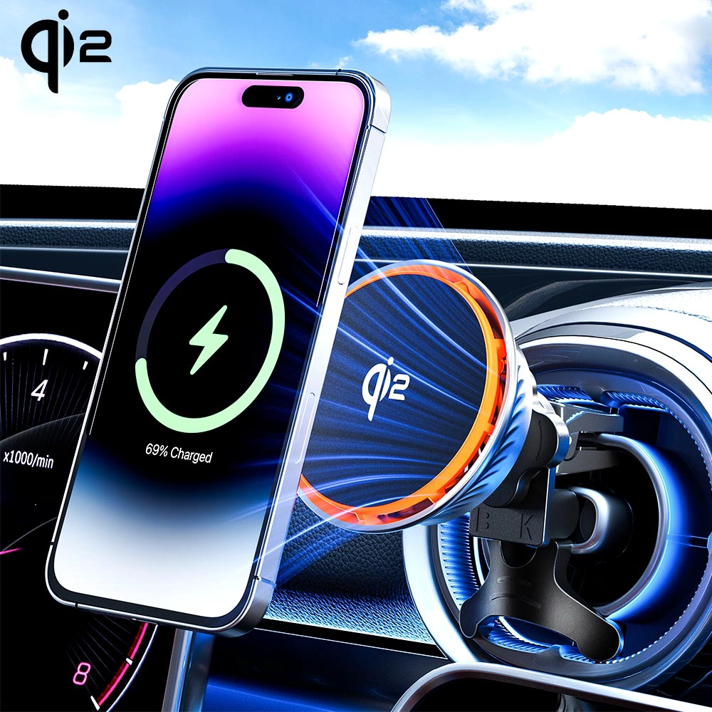 China qi2 MPP Qi2 magnetische Lüfterkühlung, kabelloses Autoladegerät mit Lüfterkühlung Hersteller