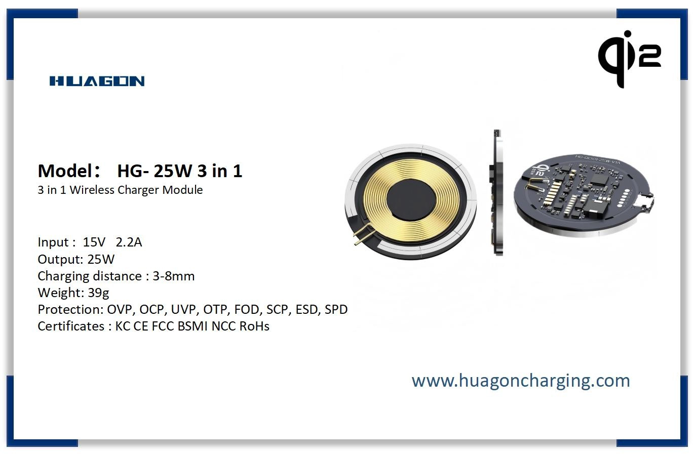 China 3-in-1 Qi2 25W wireless charger module Qi2.2 25W wireless charging module factory - COPY - wdhpti