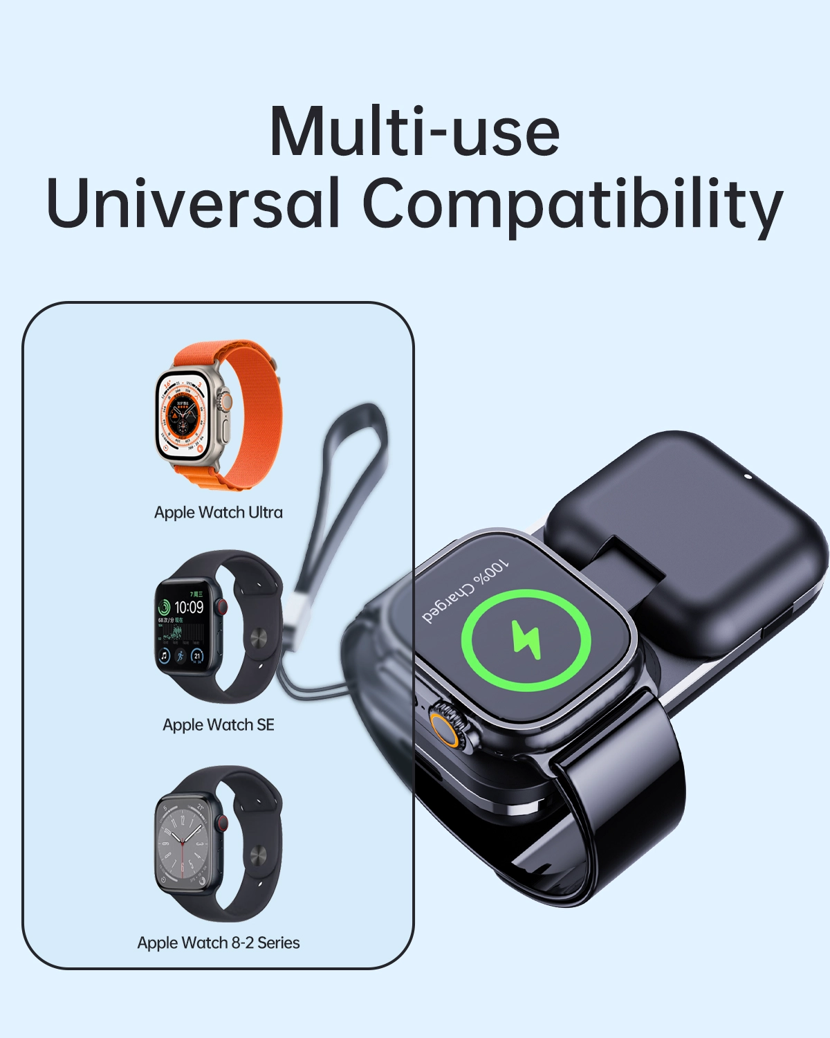 Reloj inteligente Banco de energía de 1000mAH Personalización de carga inalámbrica Cargador inalámbrico 3 en 1 para cargador de Apple Watch Estación de carga inalámbrica