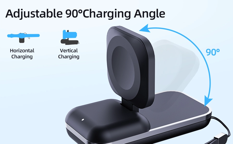 Reloj inteligente Banco de energía de 1000mAH Personalización de carga inalámbrica Cargador inalámbrico 3 en 1 para cargador de Apple Watch Estación de carga inalámbrica