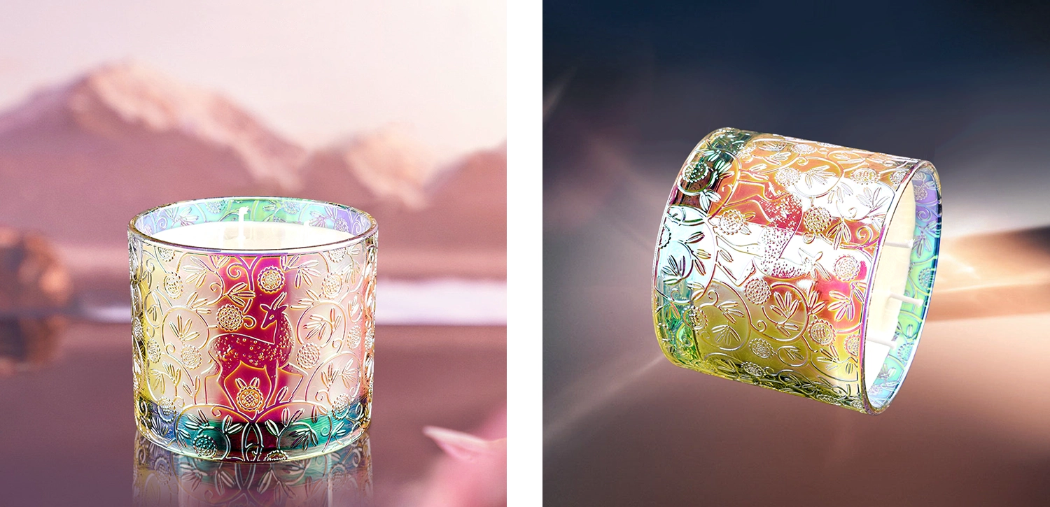 Unique deer gradual change pattern luxury empty glass candle jars Unique deer gradual change pattern luxury empty glass candle jars
