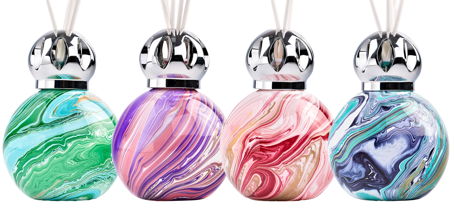 Luxury home custom marbled blue round bottoming aromatherapy diffuser bottle