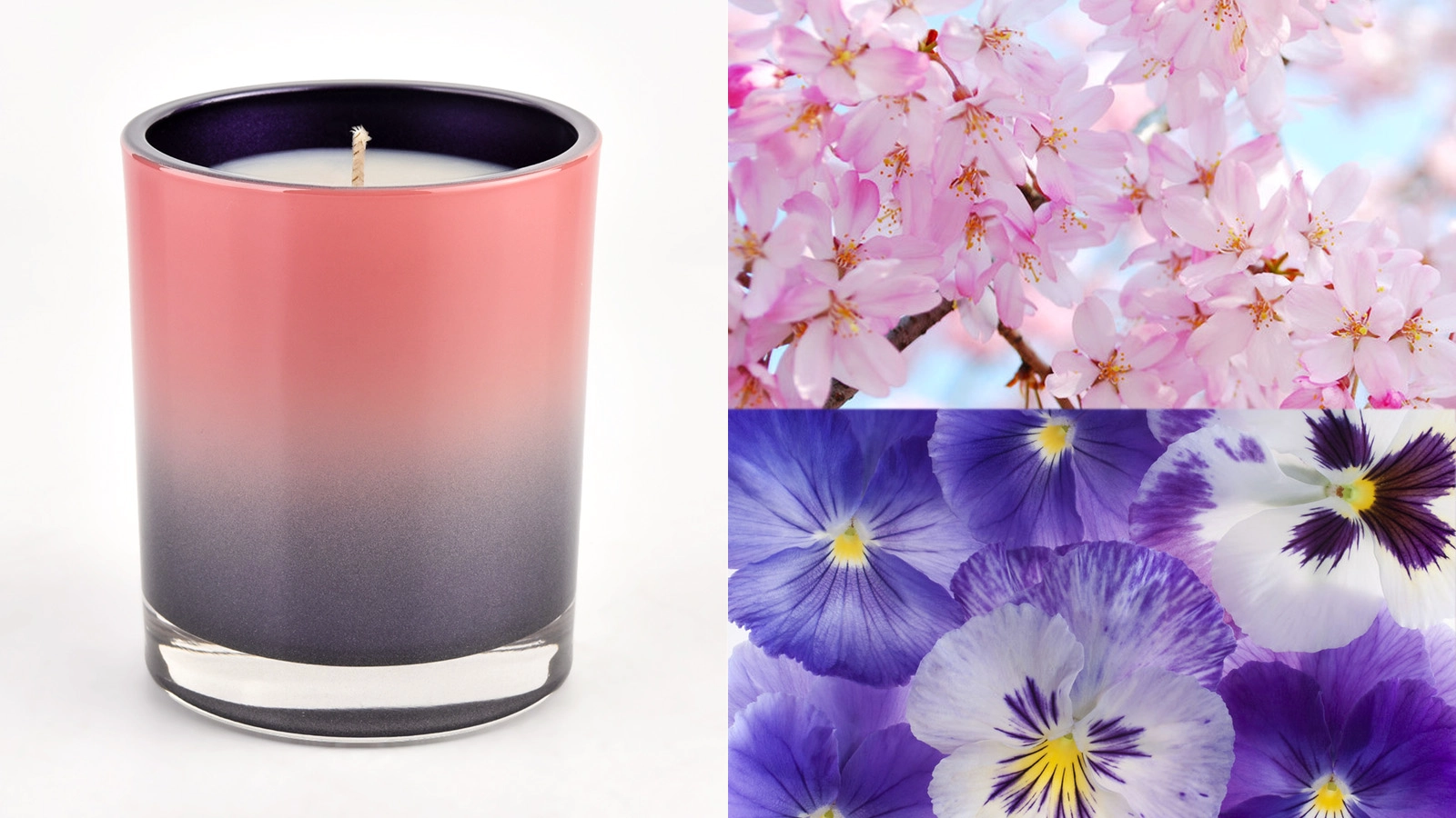 Luxury purple gradient pink glass candle jar inside spray color home decor